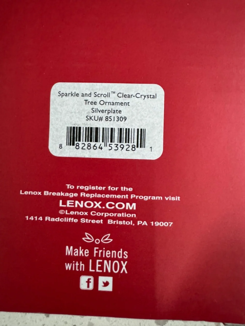 NIB Lenox Silver Christmas Ornaments